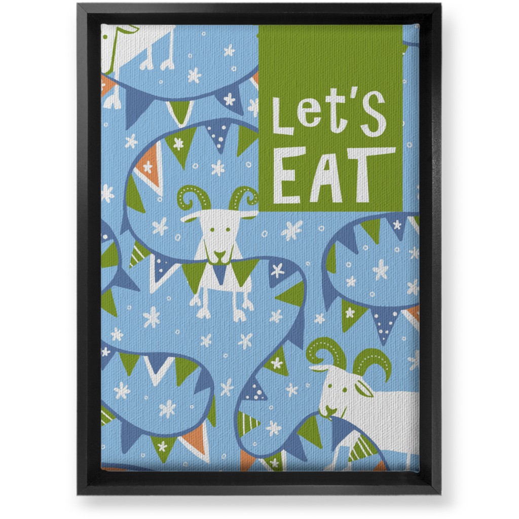 Let's Eat Munchy Goats - Blue Wall Art, Black, Single piece, Canvas, 10x14, Blue, True Blue