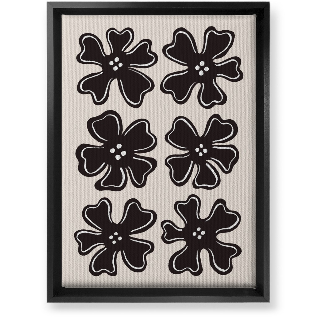 Button Flowers Wall Art, Black, Single piece, Canvas, 10x14, Black