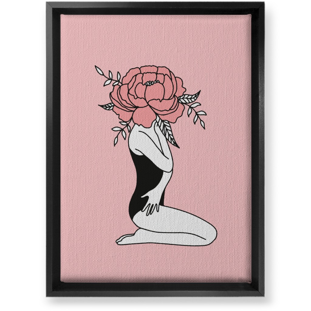 Modern Feminine Abstract - Pink Wall Art, Black, Single piece, Canvas, 10x14, Pink, Bright Pink