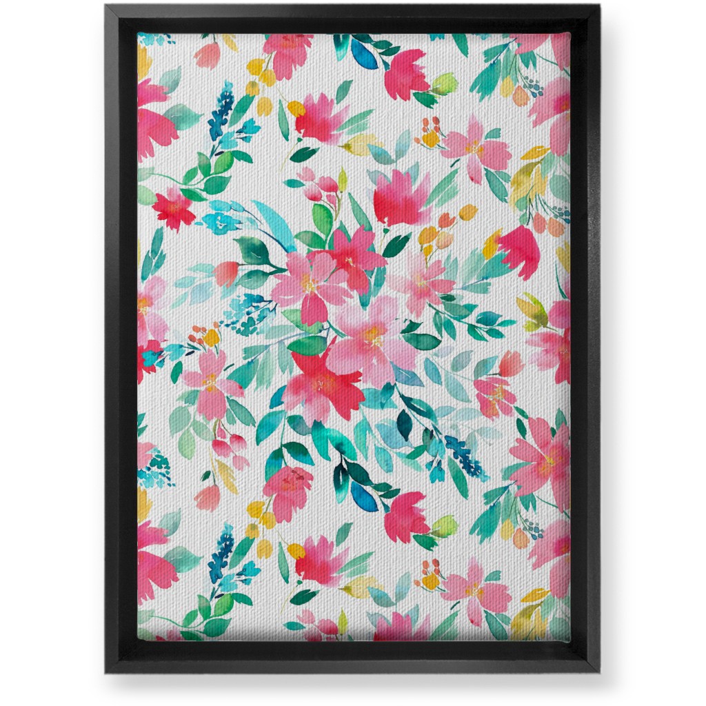 Summer Fresh Flowers - Multi Wall Art, Black, Single piece, Canvas, 10x14, Pink