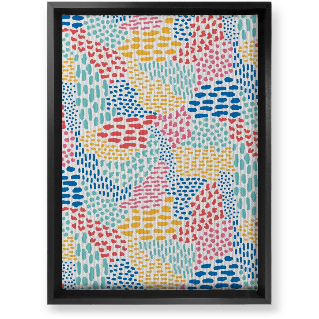 Abstract Colorful Dots and Dashes - Multi Wall Art, Black, Single piece, Canvas, 10x14, Multicolor