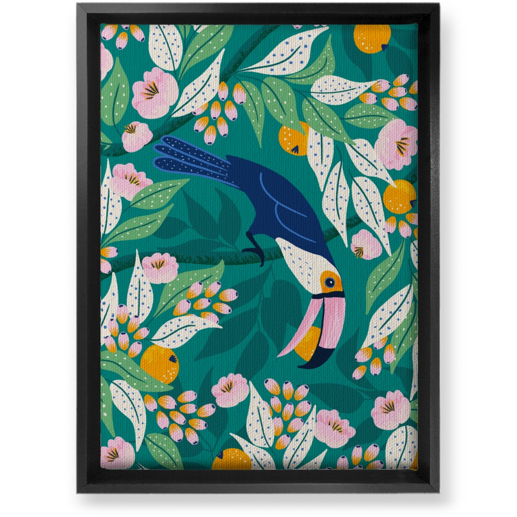 Toucan in Jungle - Multi Wall Art, Black, Single piece, Canvas, 10x14, Green