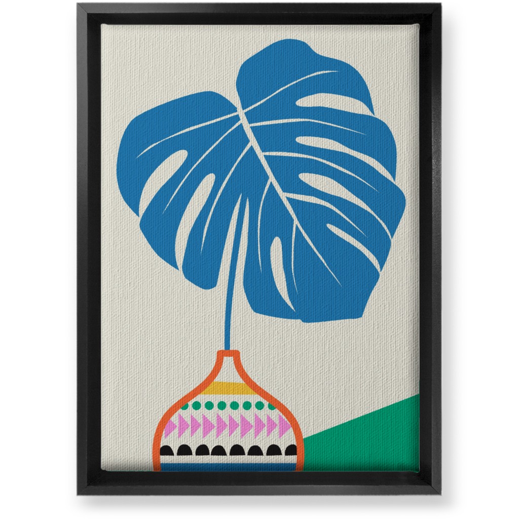 Monstera Leaf in Vase - Multi Wall Art, Black, Single piece, Canvas, 10x14, Multicolor