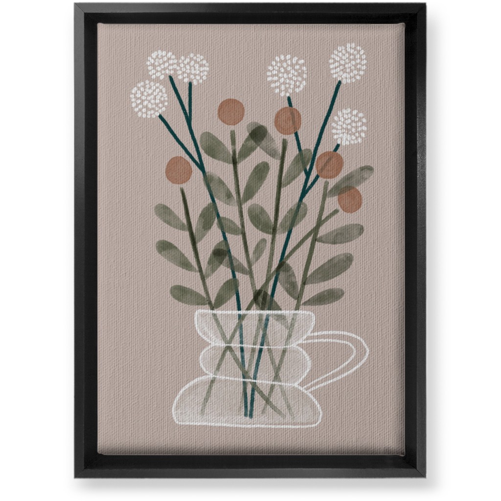 Coffee Pot Plants - Beige Wall Art, Black, Single piece, Canvas, 10x14, Beige