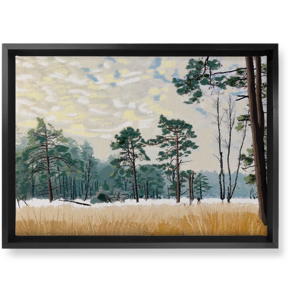 Winter Meadow With Trees Wall Art, Black, Single piece, Canvas, 10x14, Multicolor