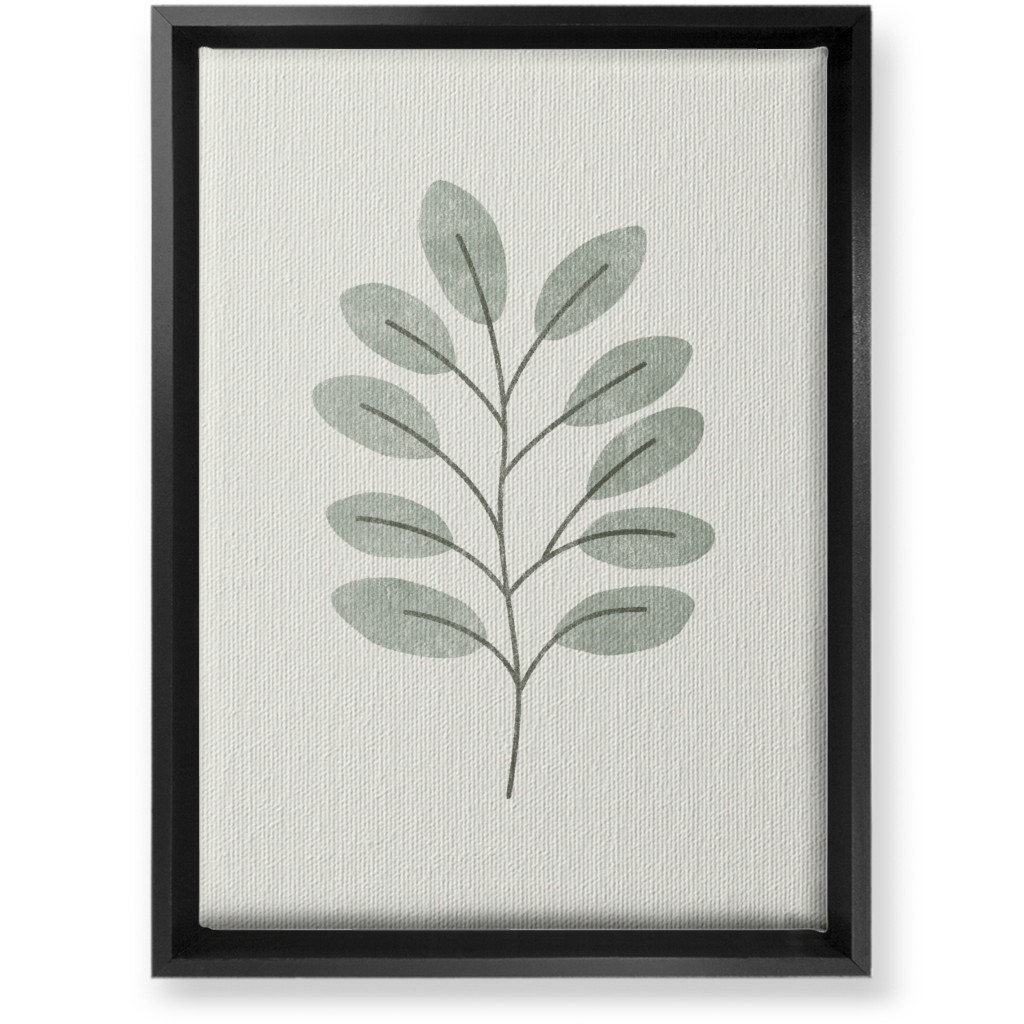 Botanical Greenery - Green Wall Art, Black, Single piece, Canvas, 10x14, Gray