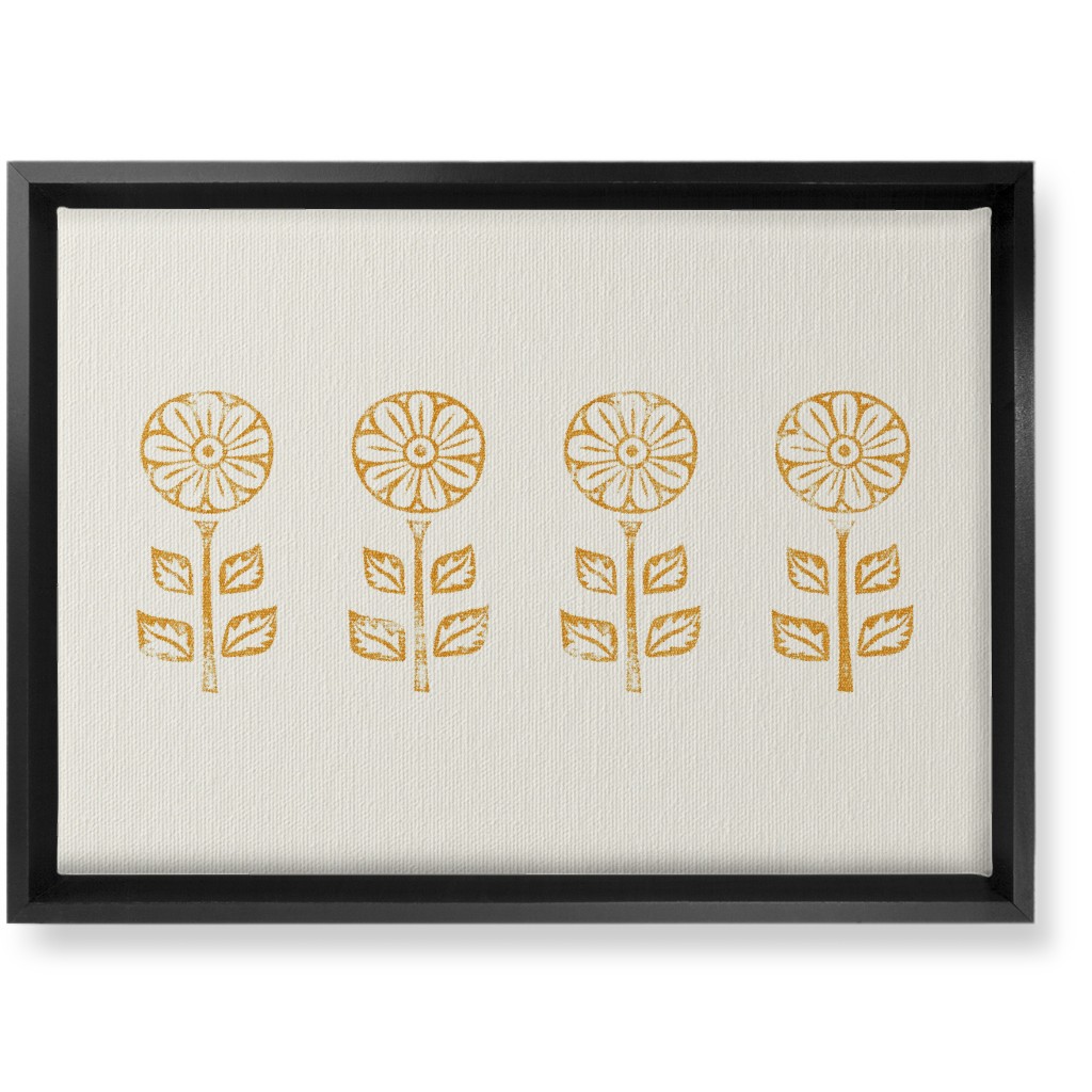 Floral Block Print Ii Wall Art, Black, Single piece, Canvas, 10x14, Yellow