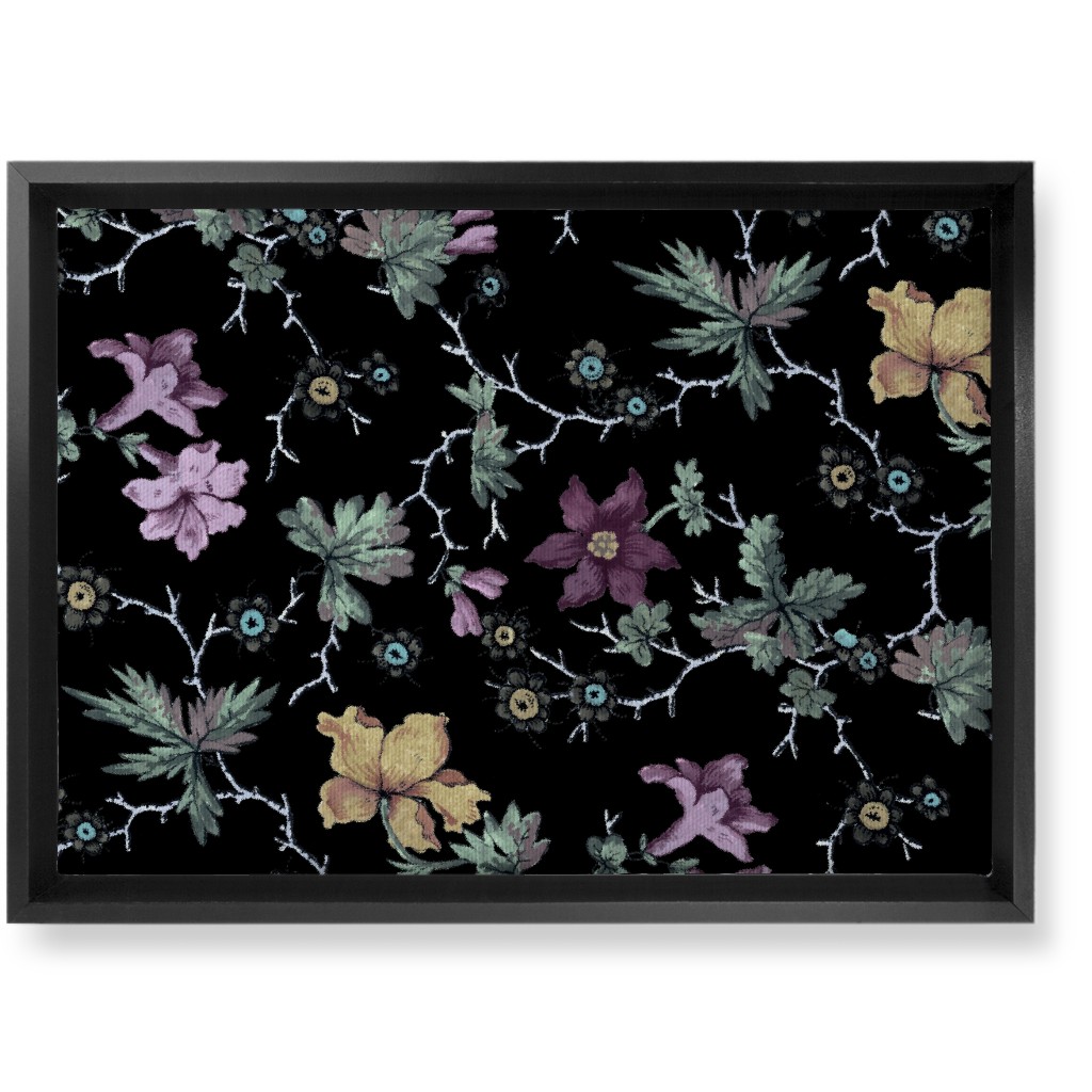 Geneva Floral Watercolor - Multi on Black Wall Art, Black, Single piece, Canvas, 10x14, Black