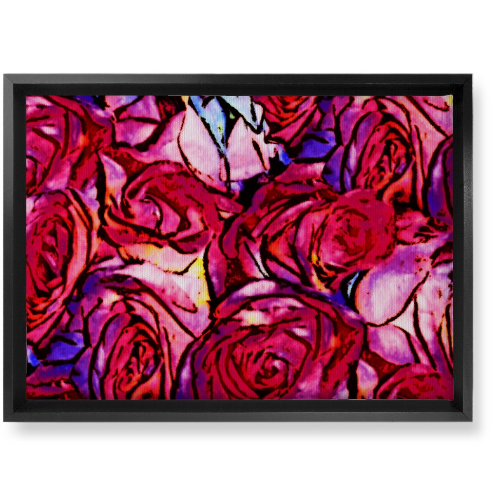 David's Roses - Pink Wall Art, Black, Single piece, Canvas, 10x14, Pink