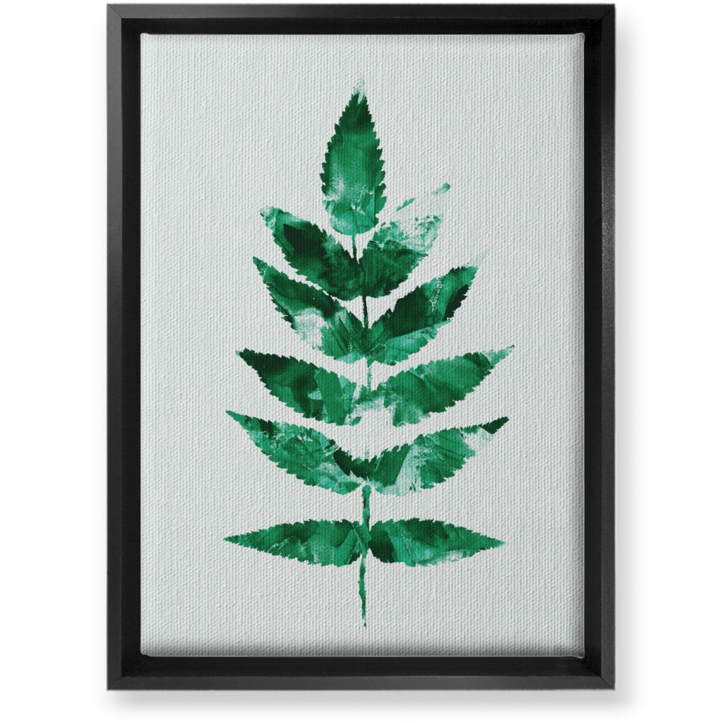 Botanical Leaf Wall Art, Black, Single piece, Canvas, 10x14, Green, Verdant