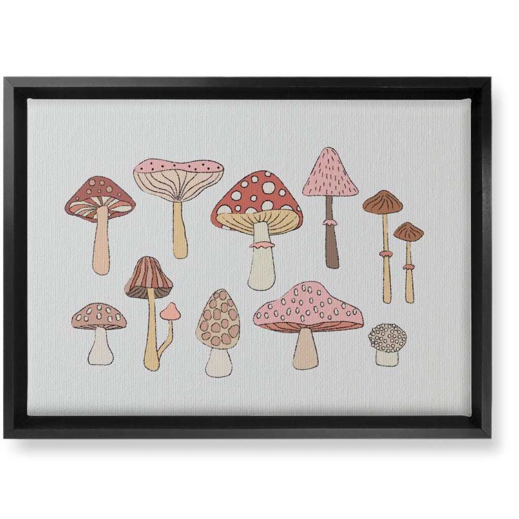 Mushrooms - Blush Wall Art, Black, Single piece, Canvas, 10x14, Pink