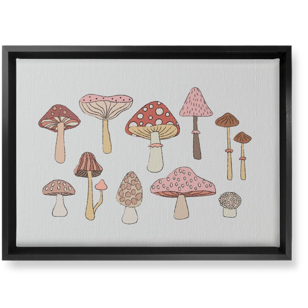 Mushrooms - Blush Wall Art, Black, Single piece, Canvas, 10x14, Pink, Bright Pink