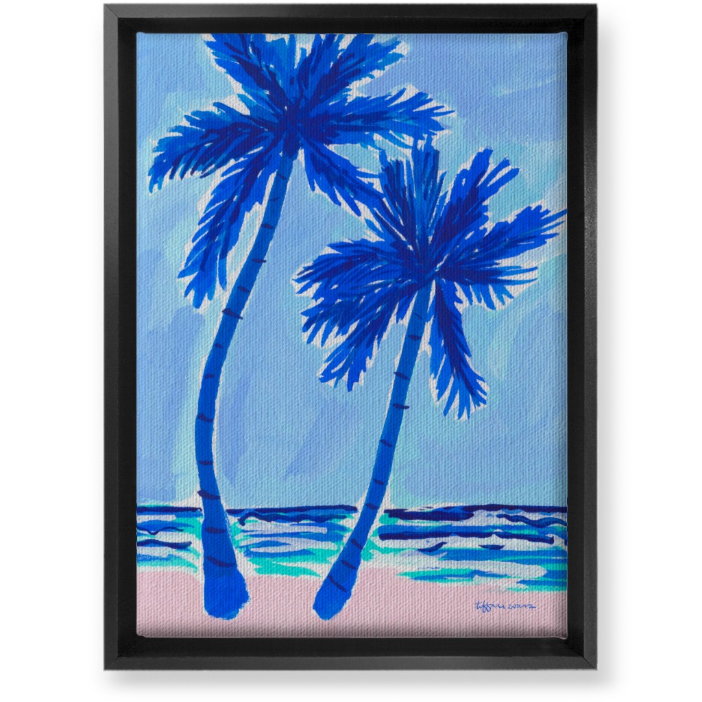 Palm Beach Vibes - Blue Wall Art, Black, Single piece, Canvas, 10x14, Blue