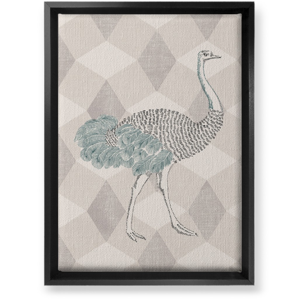 Majestic Ostrich Wall Art, Black, Single piece, Canvas, 10x14, Beige