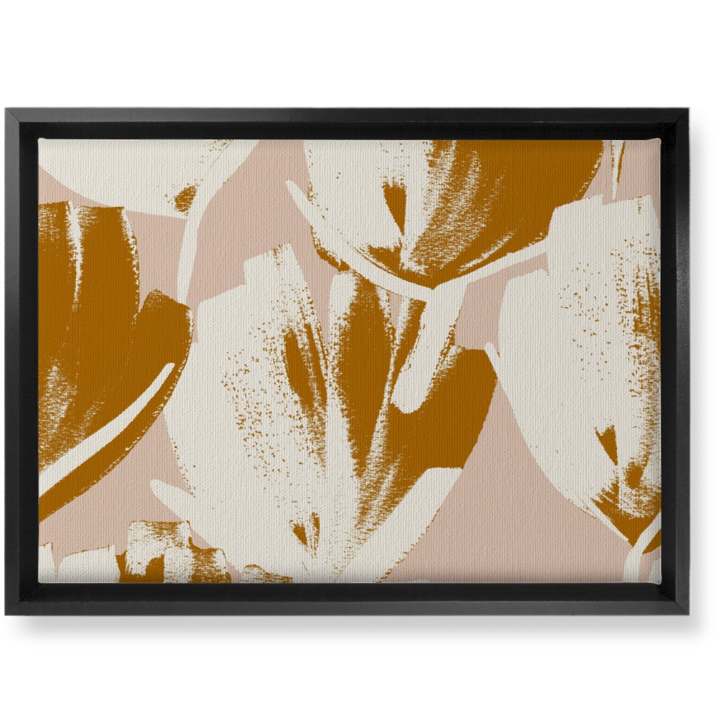 Flowers - Mustard Wall Art, Black, Single piece, Canvas, 10x14, Pink