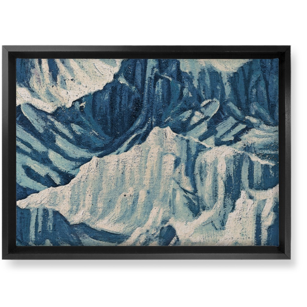 Vintage Snowy Mountains - Blue Wall Art, Black, Single piece, Canvas, 10x14, Blue