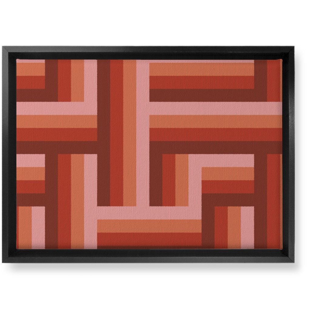 Retro Lattice - Mauve Multi Wall Art, Black, Single piece, Canvas, 10x14, Red