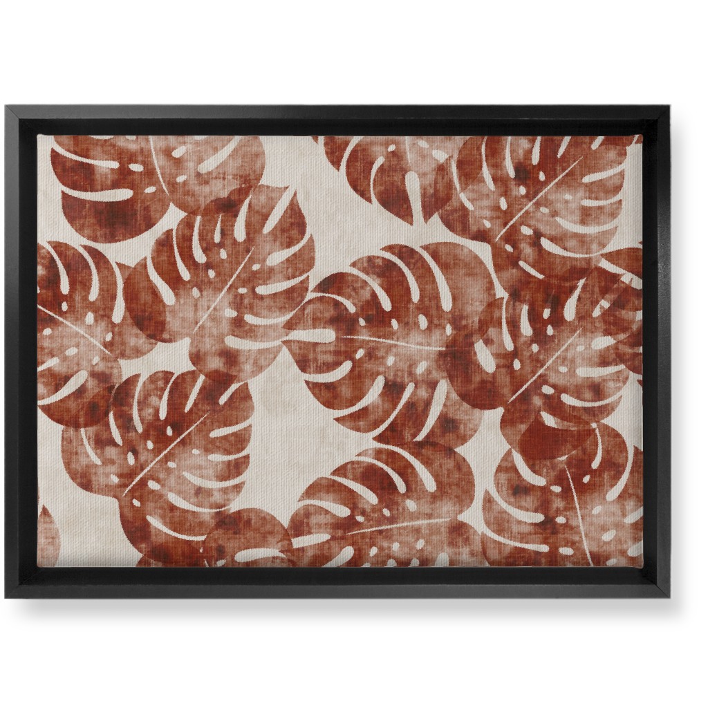 Monstera Leaves - Rust Wall Art, Black, Single piece, Canvas, 10x14, Brown, Brown