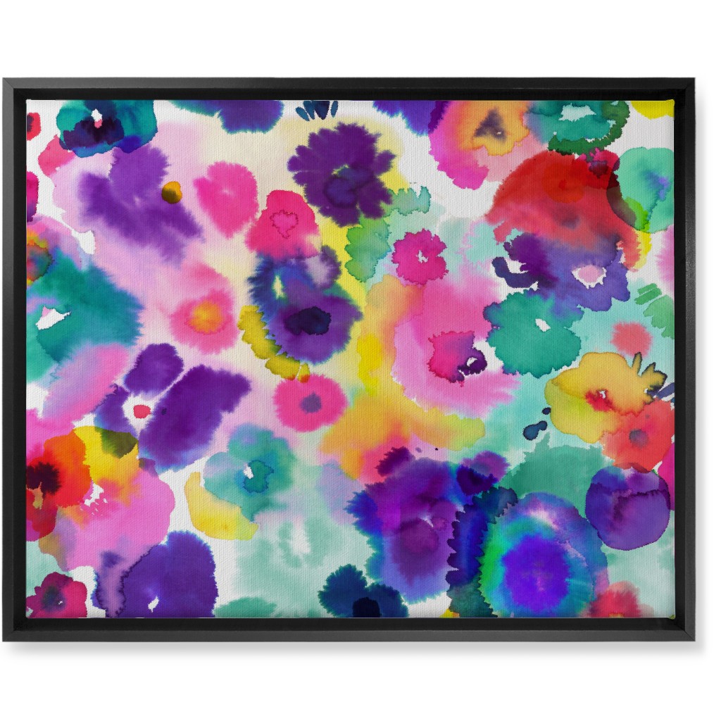 Abstract Floral Watercolor - Multi Wall Art, Black, Single piece, Canvas, 16x20, Multicolor