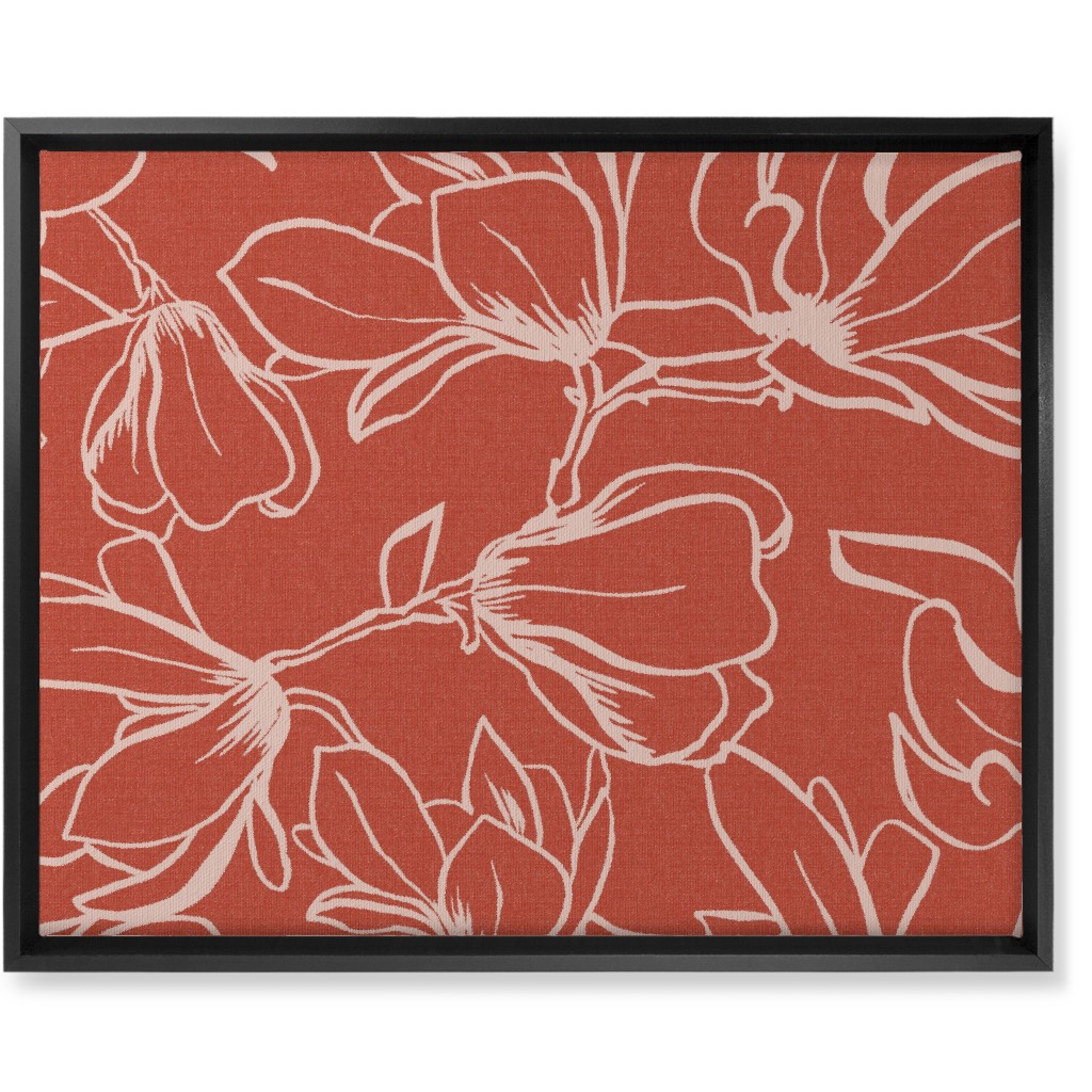 Magnolia Garden Wall Art, Black, Single piece, Canvas, 16x20, Red, Fawn