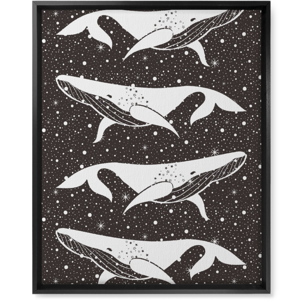 Galaxy Whales Wall Art, Black, Single piece, Canvas, 16x20, Black, Black