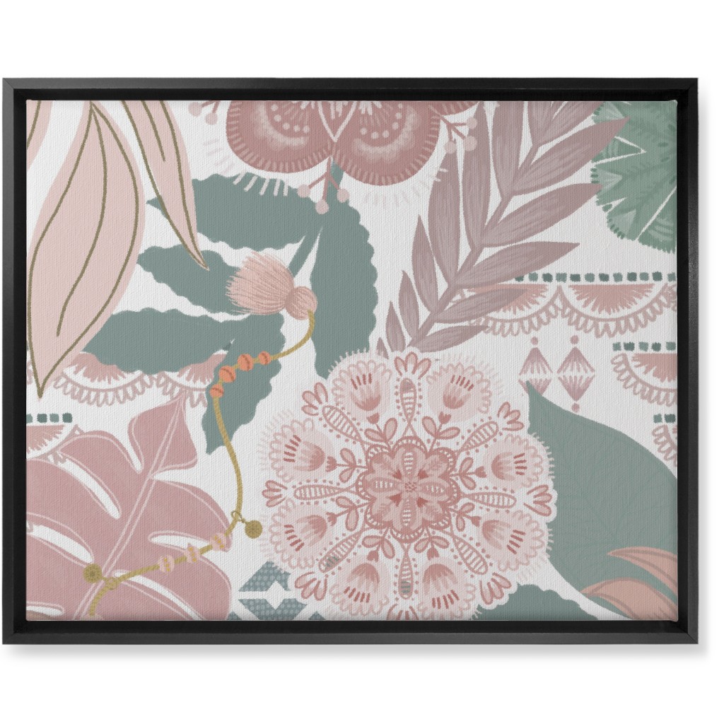 Boho Tropical Wall Art, Black, Single piece, Canvas, 16x20, Multicolor, Pearl