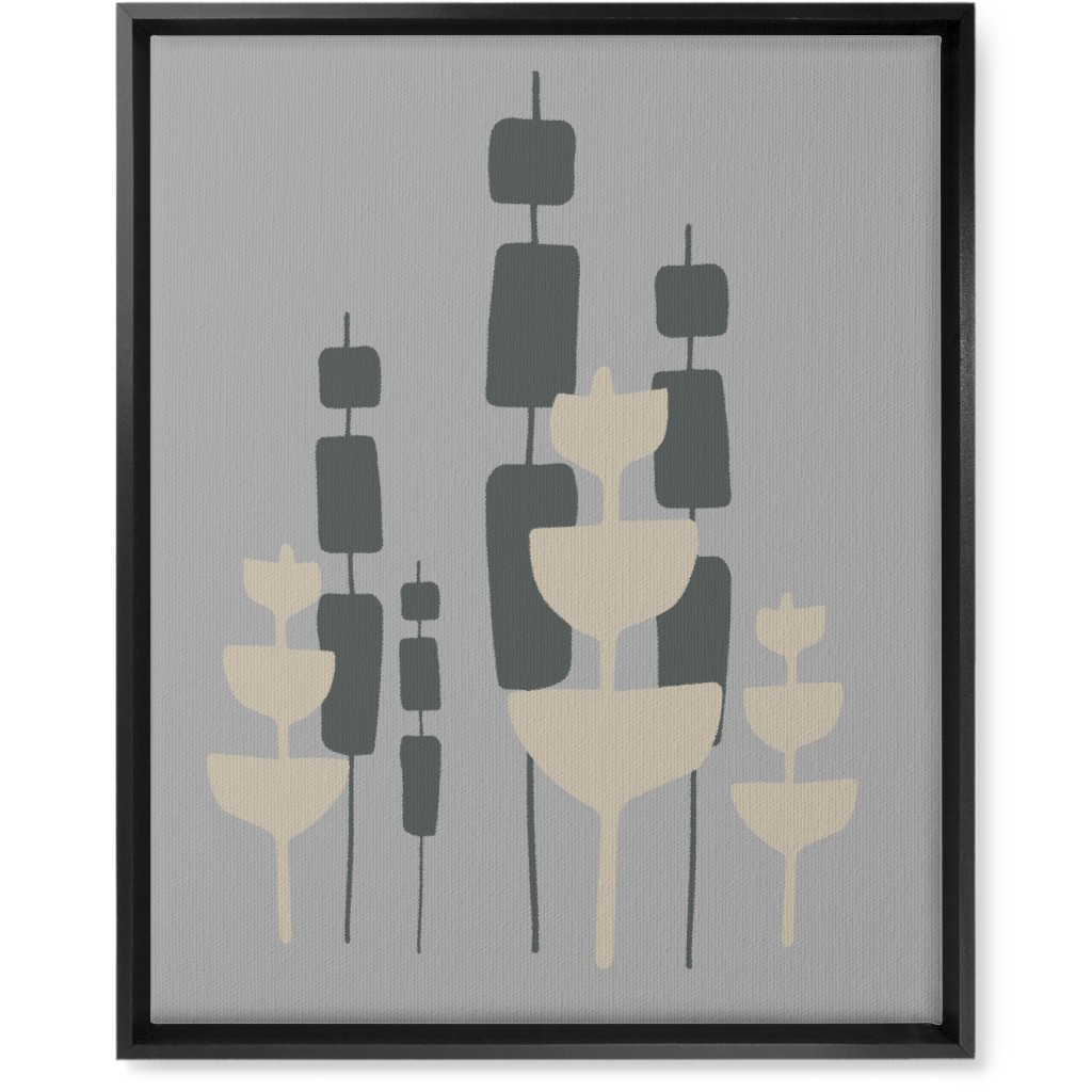 Cattail & Pods Wall Art, Black, Single piece, Canvas, 16x20, Gray, Iron