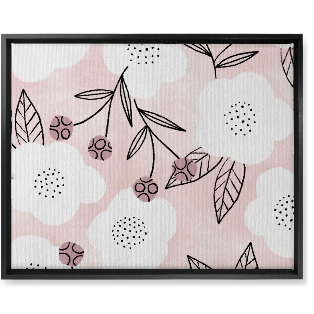 Arlene Floral - Pink Wall Art, Black, Single piece, Canvas, 16x20, Pink, Bright Pink