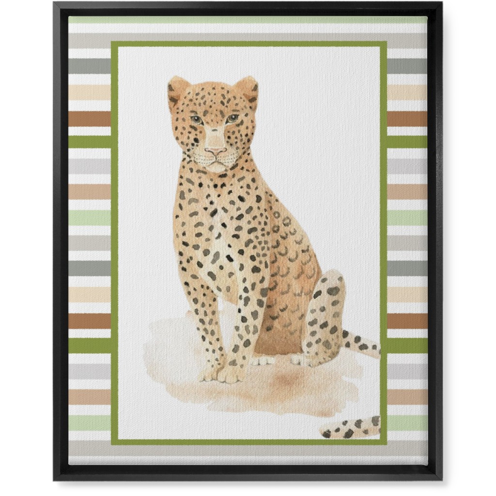 Jungle Safari Animals and Stripes - Leopard Wall Art, Black, Single piece, Canvas, 16x20, Multicolor