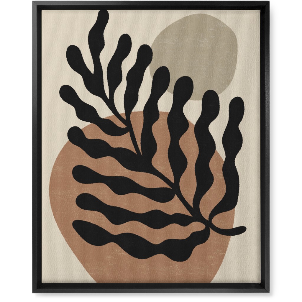 Abstract Leaf - Neutral Wall Art, Black, Single piece, Canvas, 16x20, Beige, Pearl