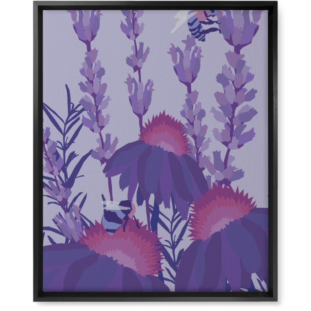 Lavender Fields - Purple Wall Art, Black, Single piece, Canvas, 16x20, Purple, Purple