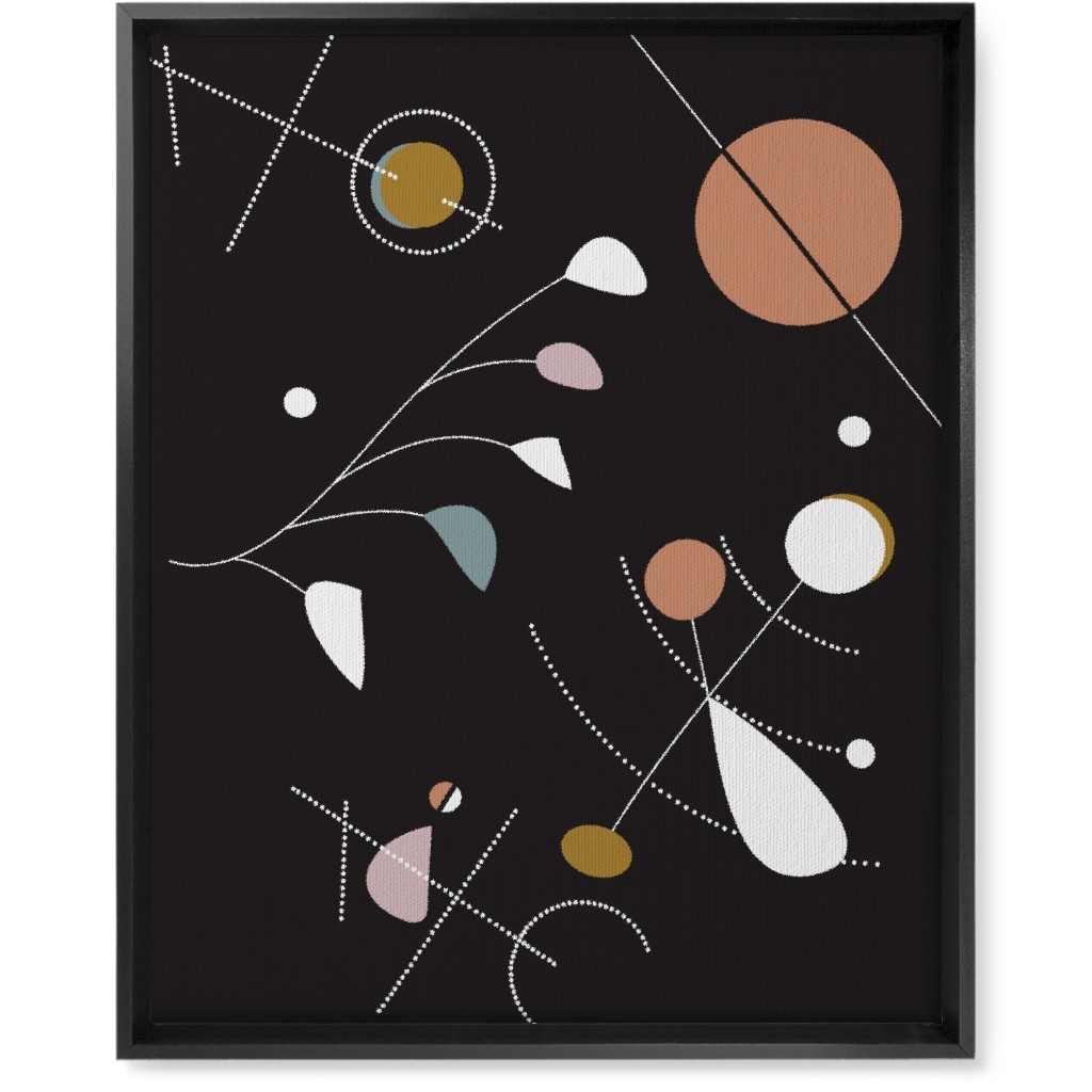 Mod Abstract Costmic Shapes - Multi on Black Wall Art, Black, Single piece, Canvas, 16x20, Multicolor