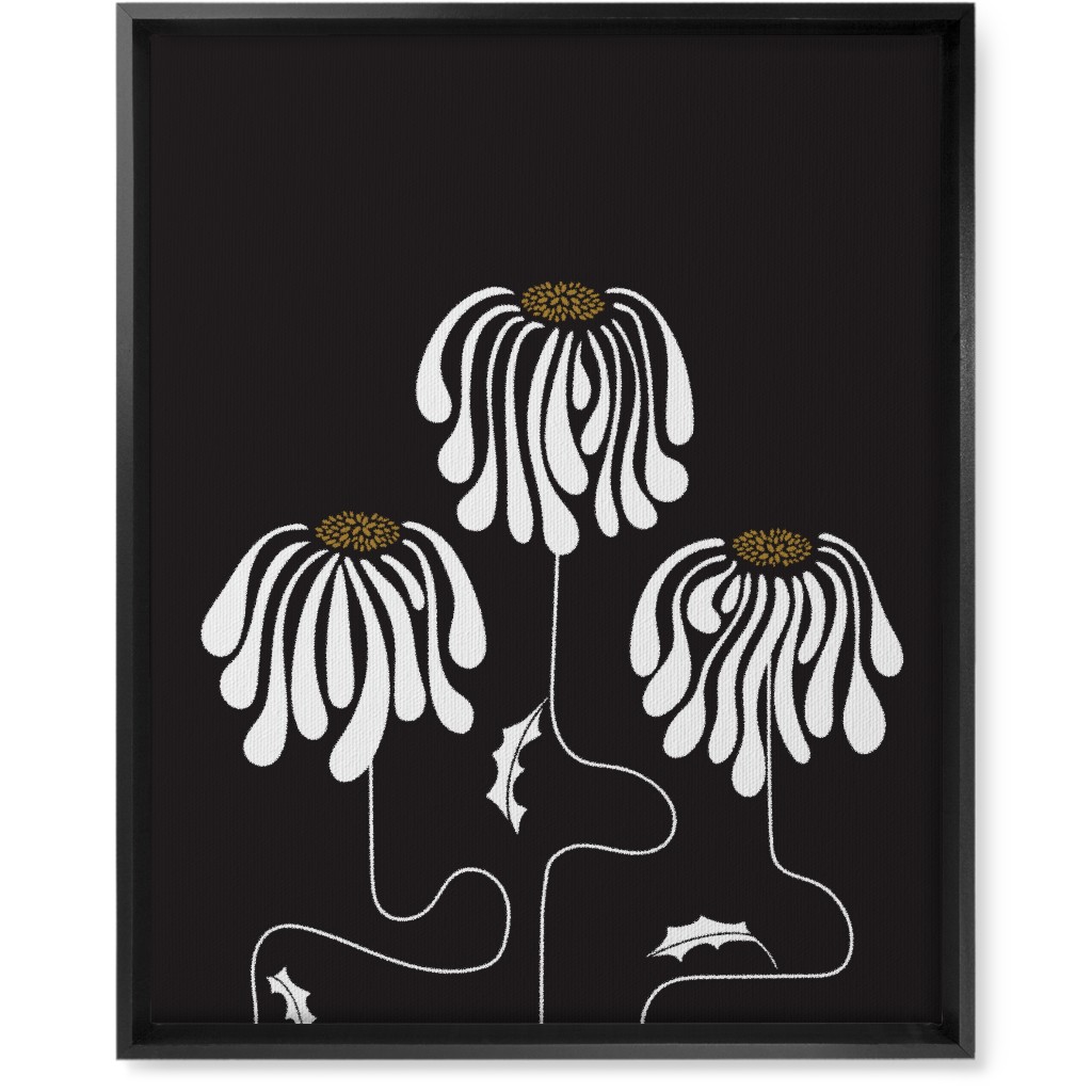 Mod Lazy Daisies Wall Art, Black, Single piece, Canvas, 16x20, Black, Charcoal