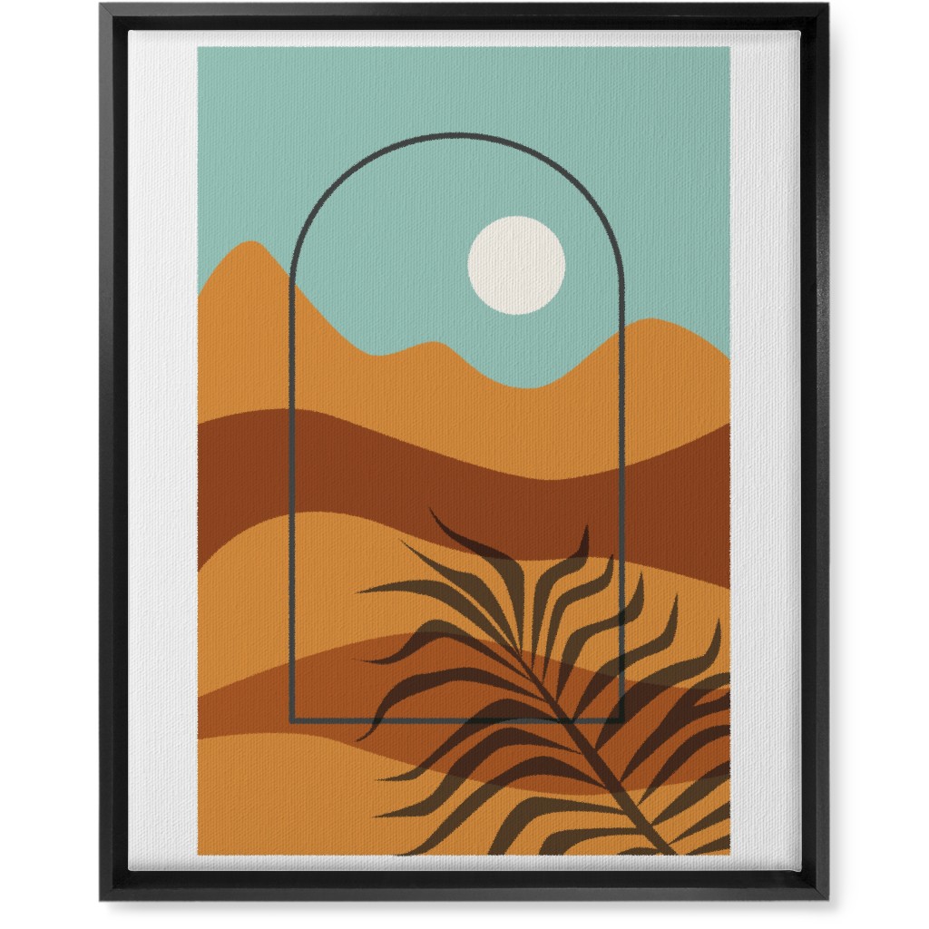Floating Frame Abstract Mountain Landscape Wall Art, Black, Single piece, Canvas, 16x20, Multicolor, Catalina
