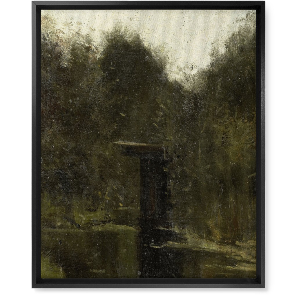 Moody Corner Pond Wall Art, Black, Single piece, Canvas, 16x20, Green, Classic Green