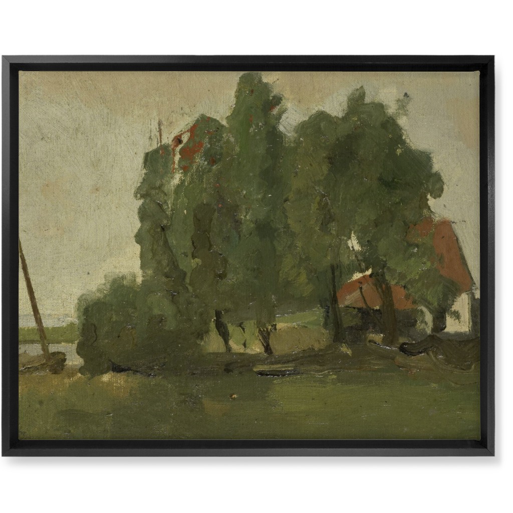 Lakeside Cottage Wall Art, Black, Single piece, Canvas, 16x20, Green, Classic Green