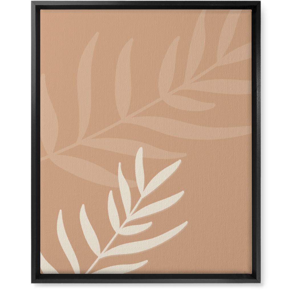 Fern Leaves in Neutral Earth Tones Wall Art, Black, Single piece, Canvas, 16x20, Orange, Tan