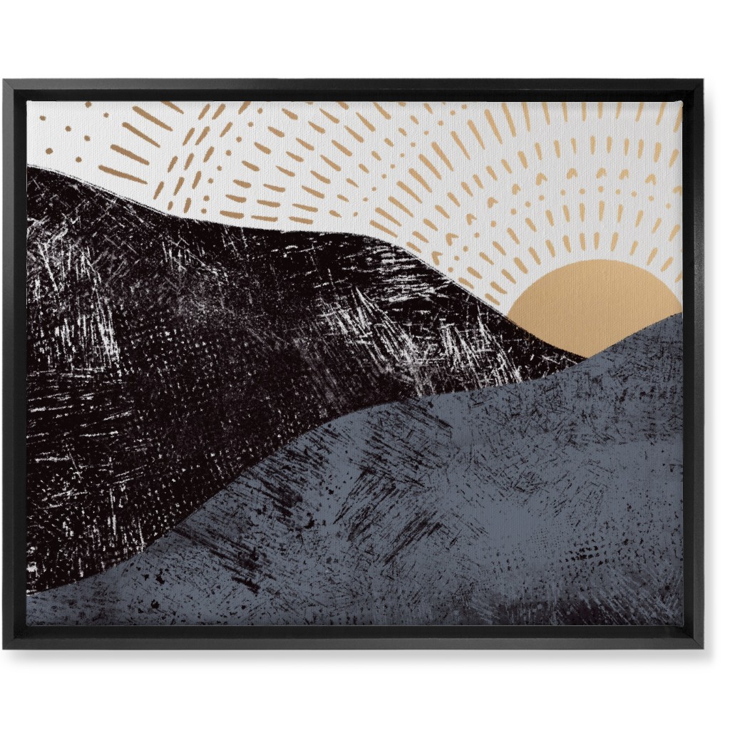 Sunrise on Mountains - Earth Tones Wall Art, Black, Single piece, Canvas, 16x20, Multicolor