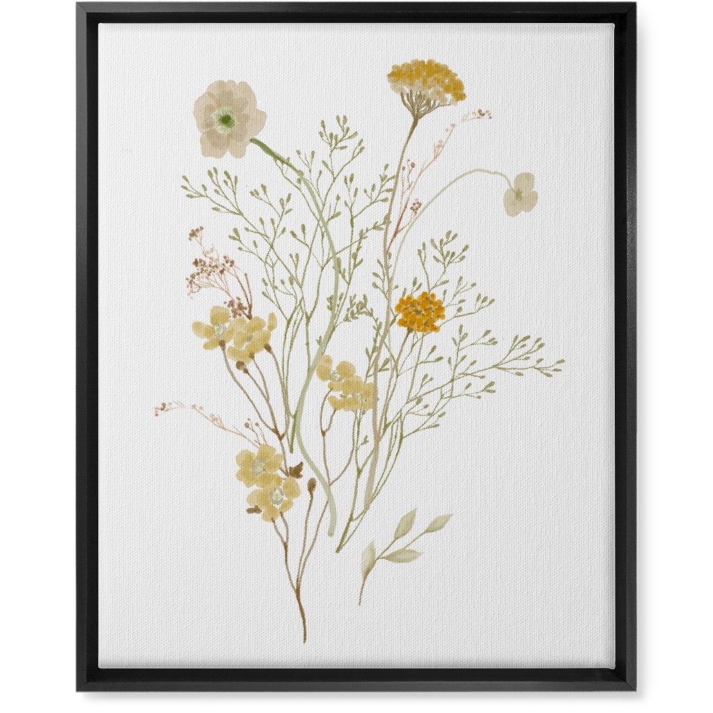 Picked Wildflowers - Yellow Wall Art, Black, Single piece, Canvas, 16x20, Yellow