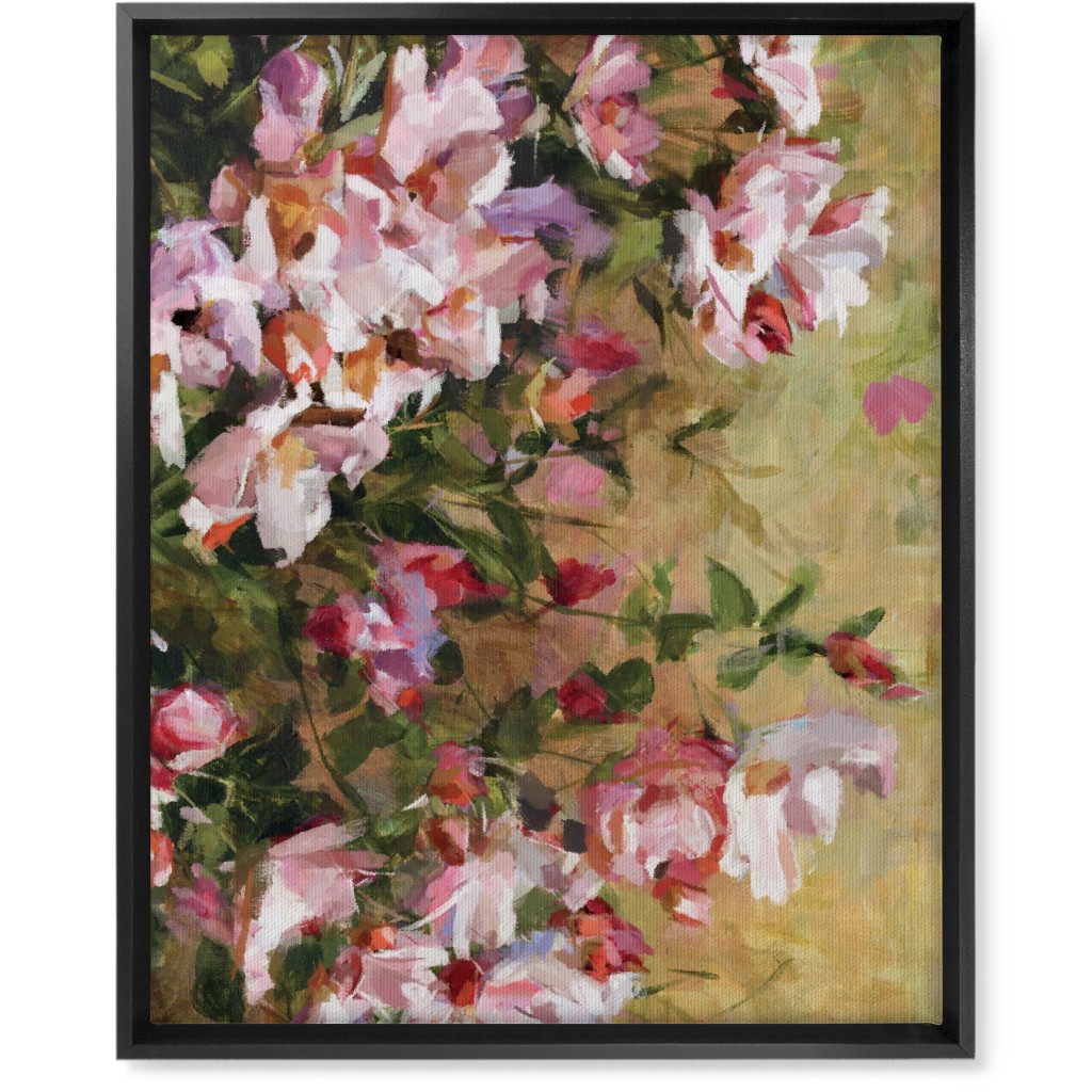 Wild Roses Painting - Pink Wall Art, Black, Single piece, Canvas, 16x20, Pink, Bright Pink