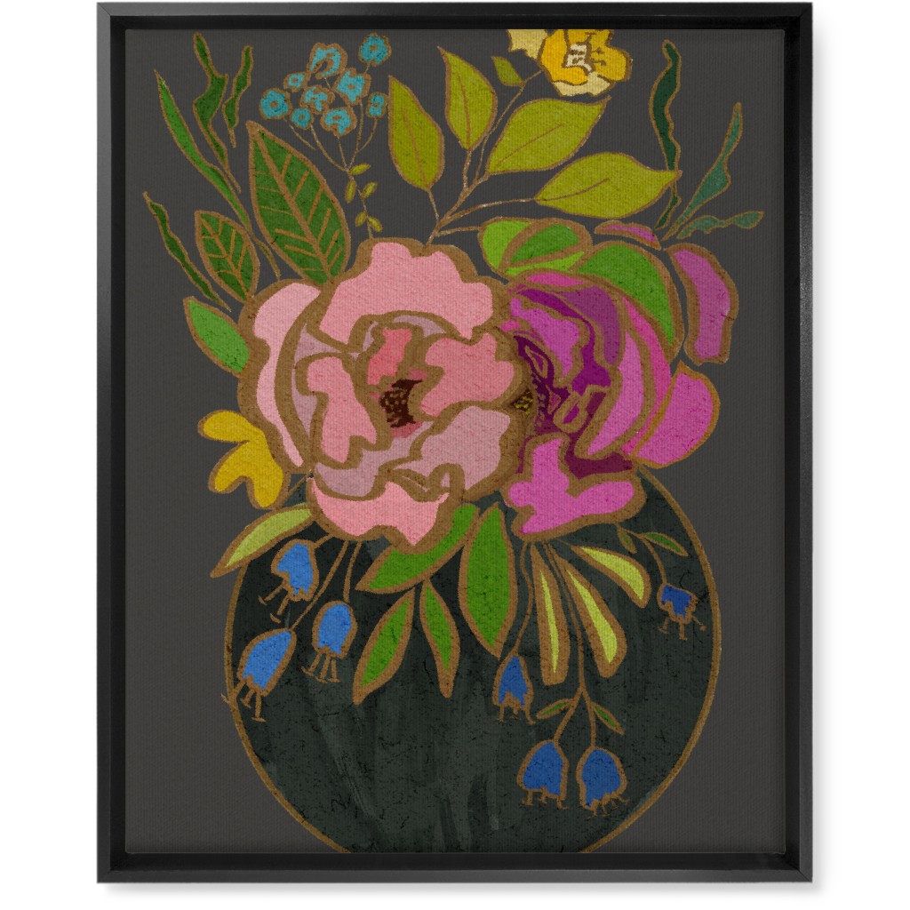 Stained Glass Garden Wall Art, Black, Single piece, Canvas, 16x20, Multicolor, Dark Gray