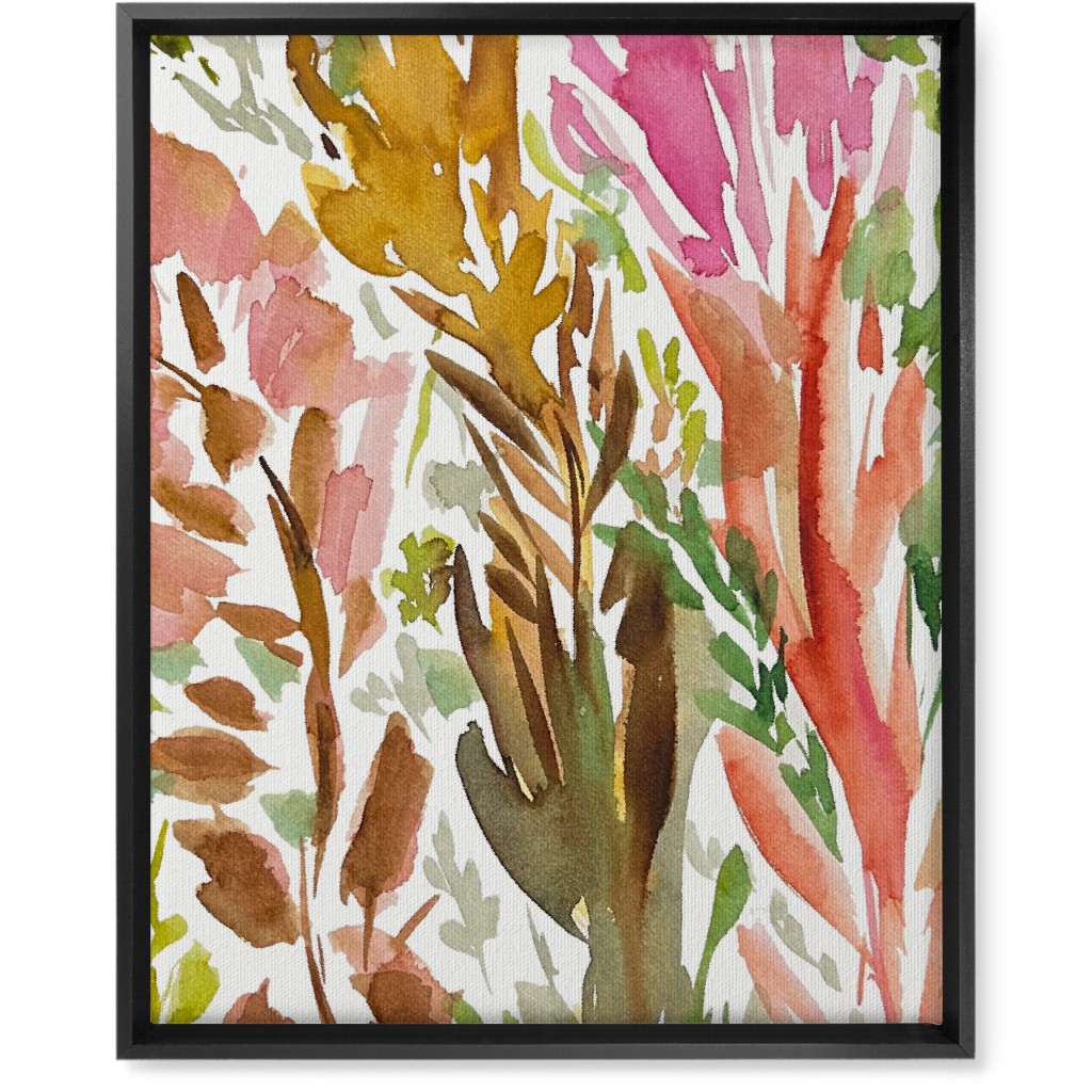 Abstract Garden - Pink Wall Art, Black, Single piece, Canvas, 16x20, Multicolor