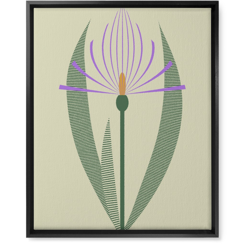 Abstract Lily Flower - Purple on Beige Wall Art, Black, Single piece, Canvas, 16x20, Purple, Purple