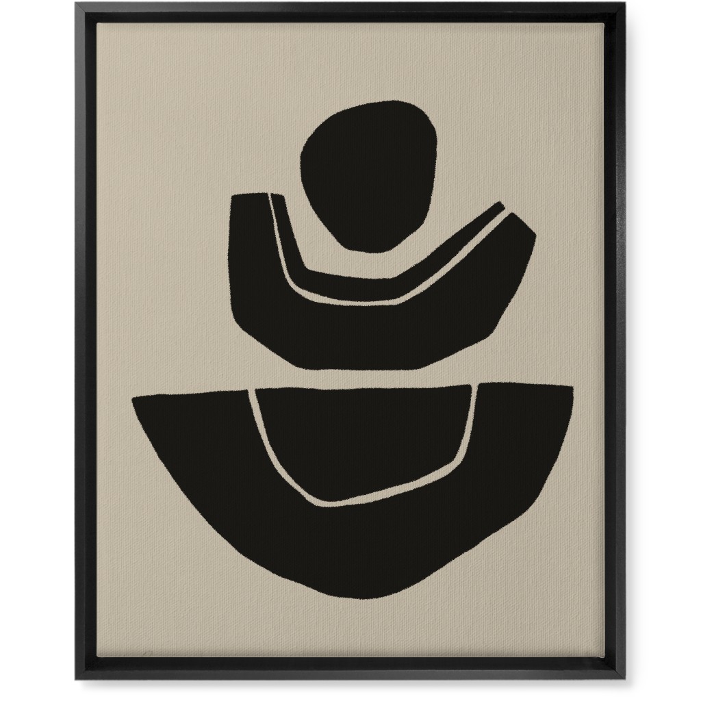 Geometric Abstract Stack Ii Wall Art, Black, Single piece, Canvas, 16x20, Black, Charcoal