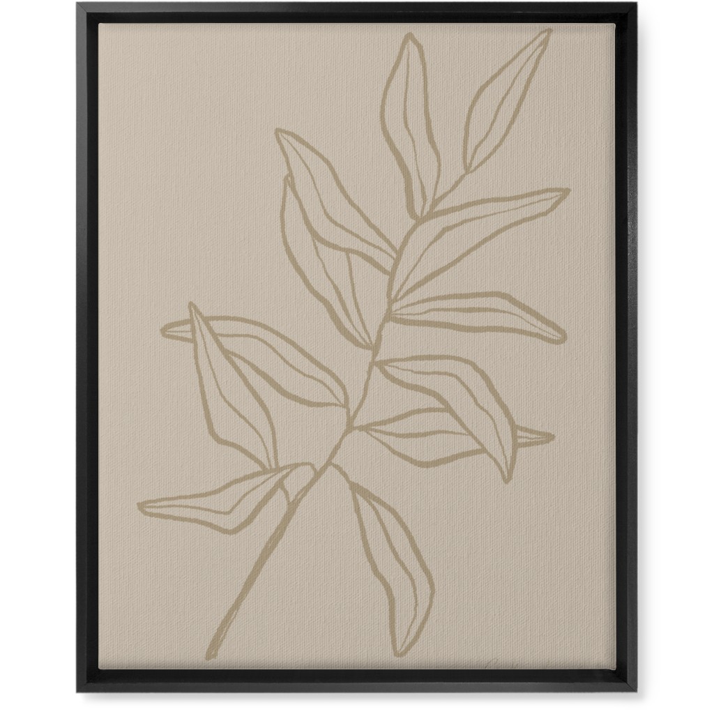 Botanical Eucalyptus Wall Art, Black, Single piece, Canvas, 16x20, Beige