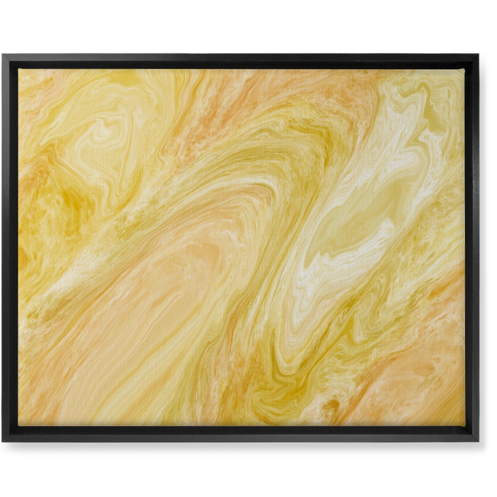 Abstract Acrylic Pour - Yellow Wall Art, Black, Single piece, Canvas, 16x20, Yellow, Classic Yellow