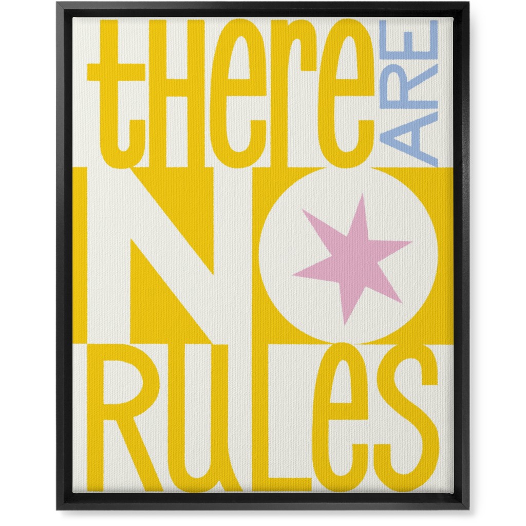 There Are No Rules Wall Art, Black, Single piece, Canvas, 16x20, Yellow