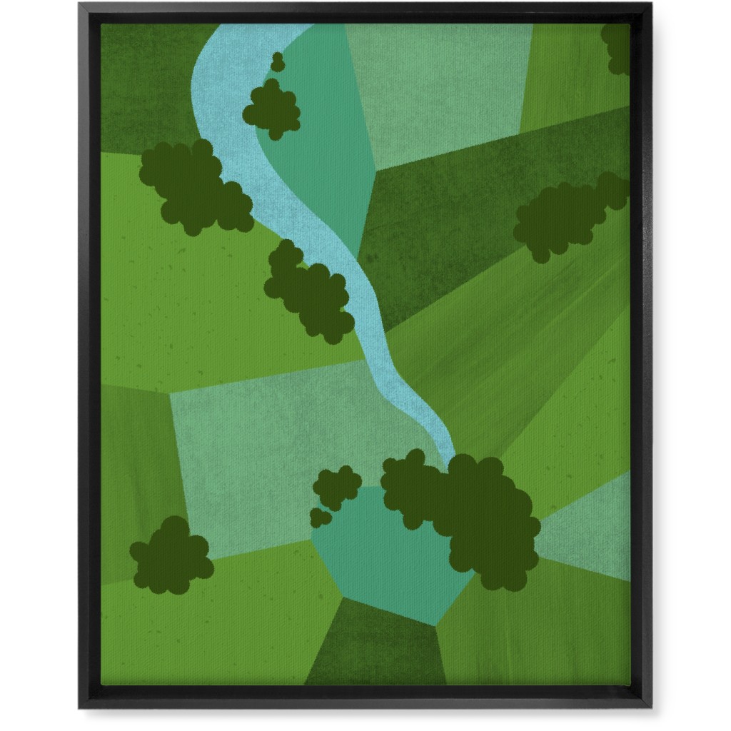 Patchwork Lands - Green Wall Art, Black, Single piece, Canvas, 16x20, Green