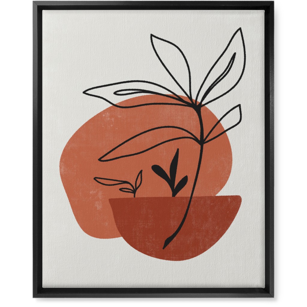 Abstract Leaf Sketch - Terracotta and Ivory Wall Art, Black, Single piece, Canvas, 16x20, Brown