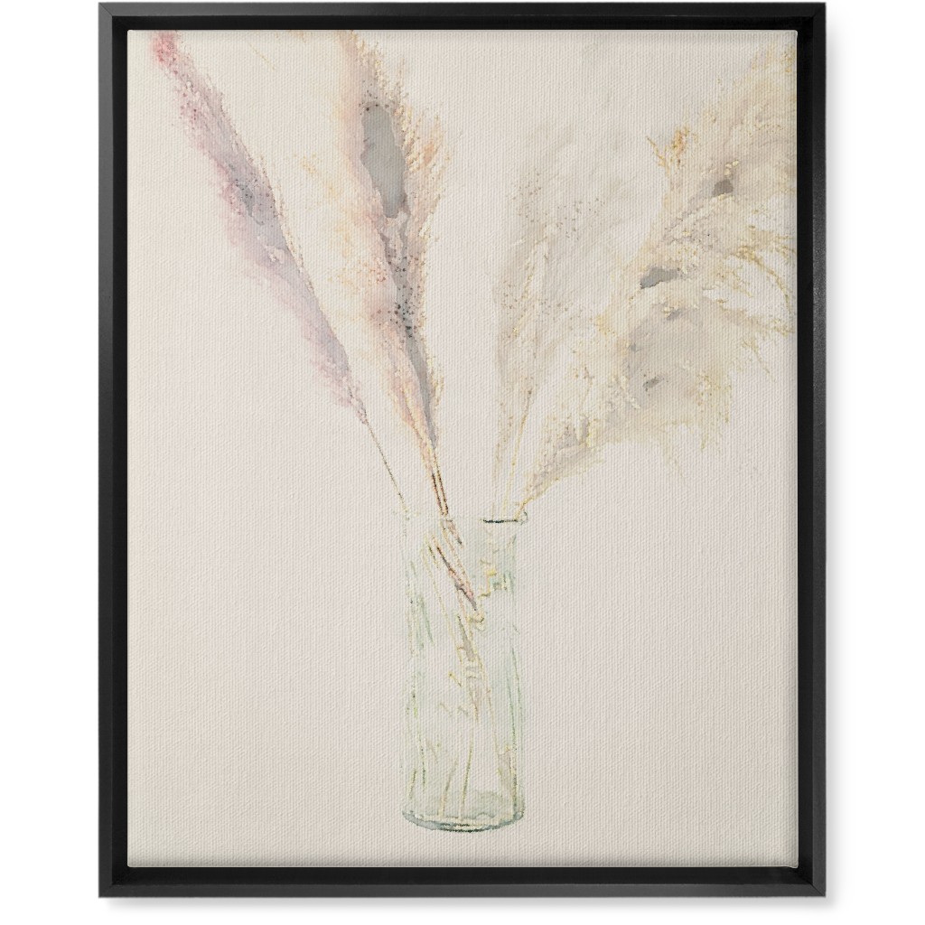 Pampas Grass Watercolor - Neutral Wall Art, Black, Single piece, Canvas, 16x20, Beige